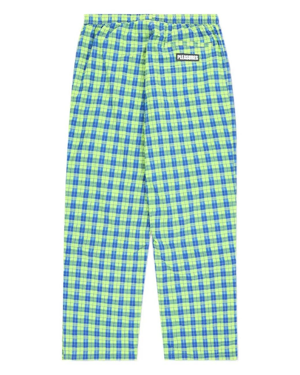 Pleasures Blue Practice Checked-Pattern Track Pants for men