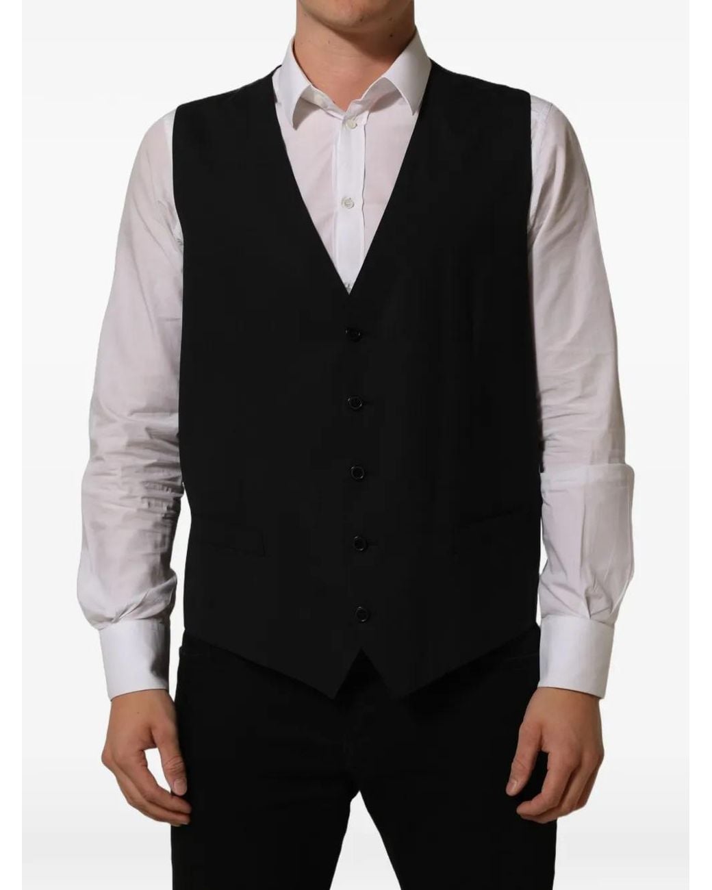 Dolce & Gabbana Black Stretch-Wool Waistcoat for men