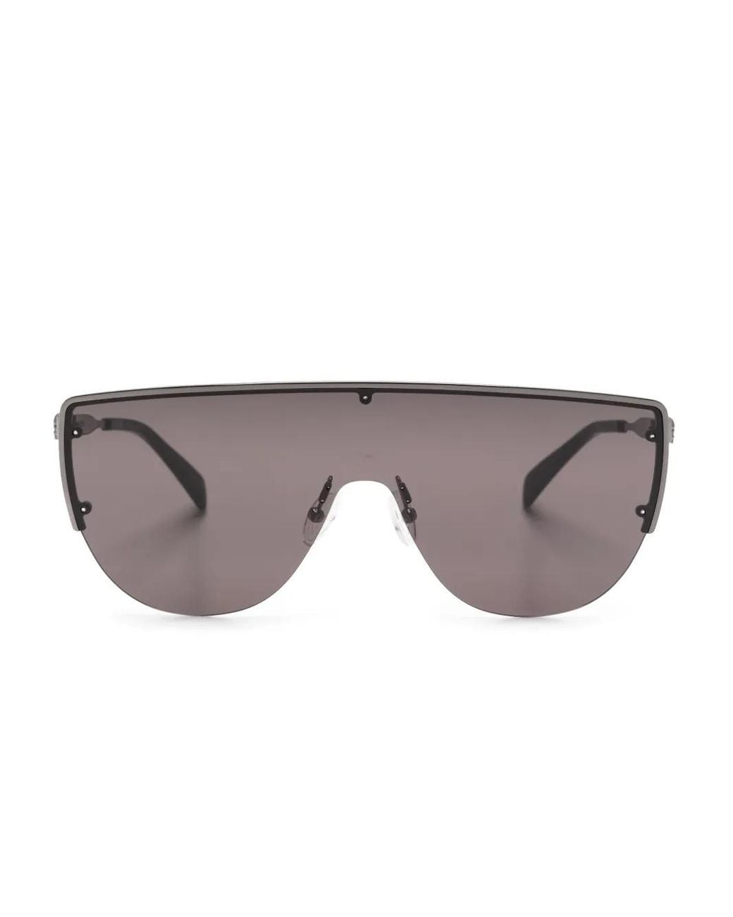 McQueen Gray Skull-Stud Shield-Frame Sunglasses