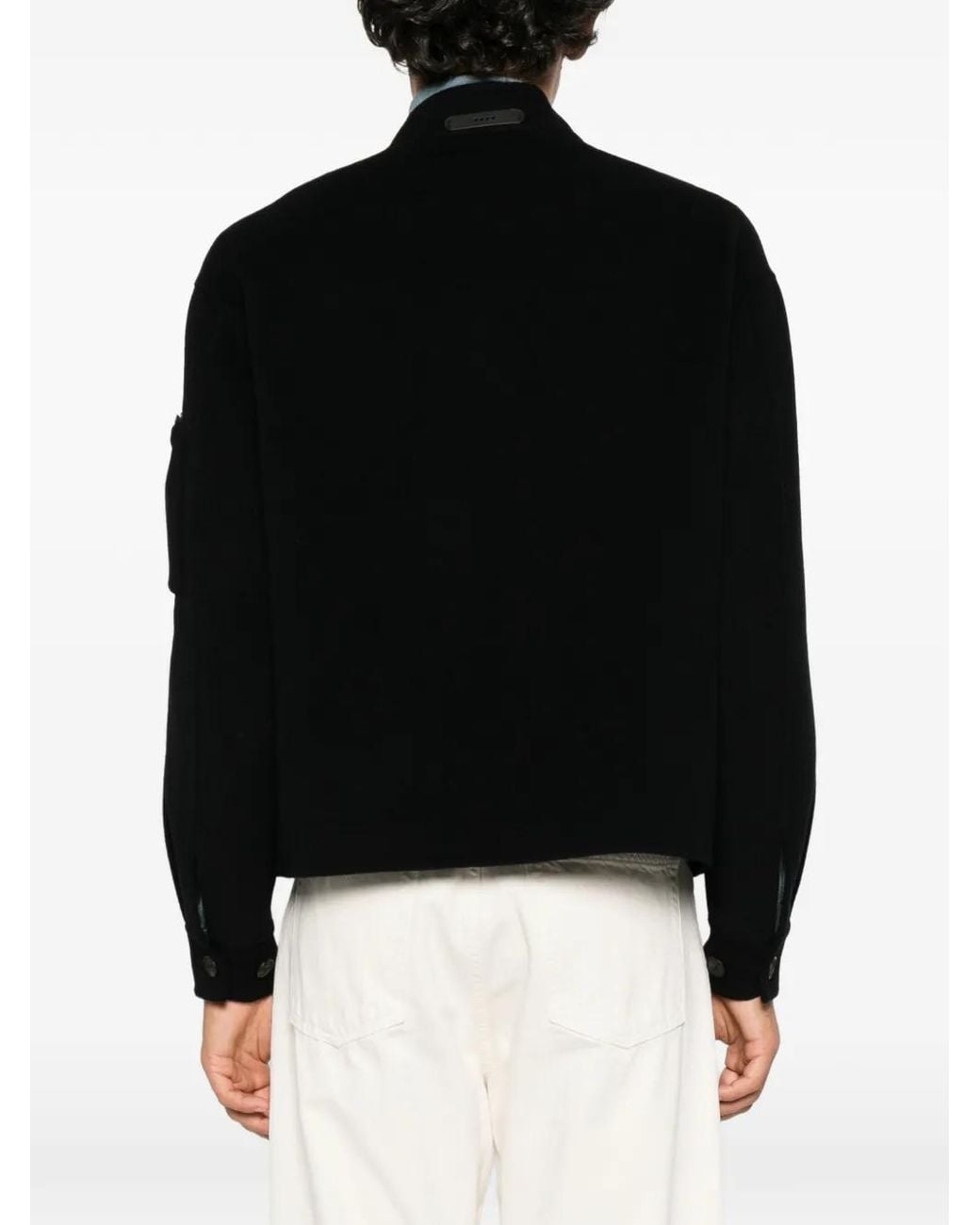 Hevò Black Zip-Up Wool Jacket for men