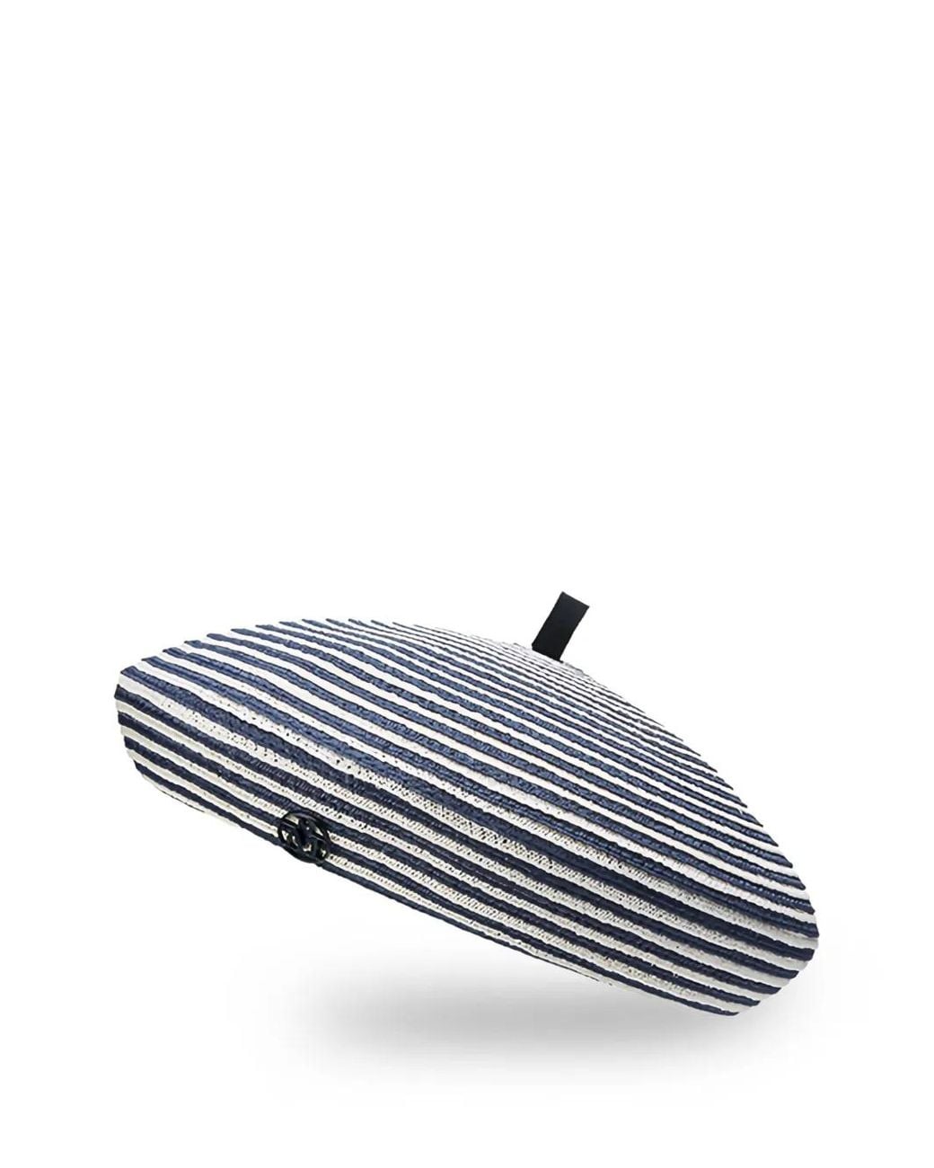 Maison Michel Gray Marsha Striped Straw Beret