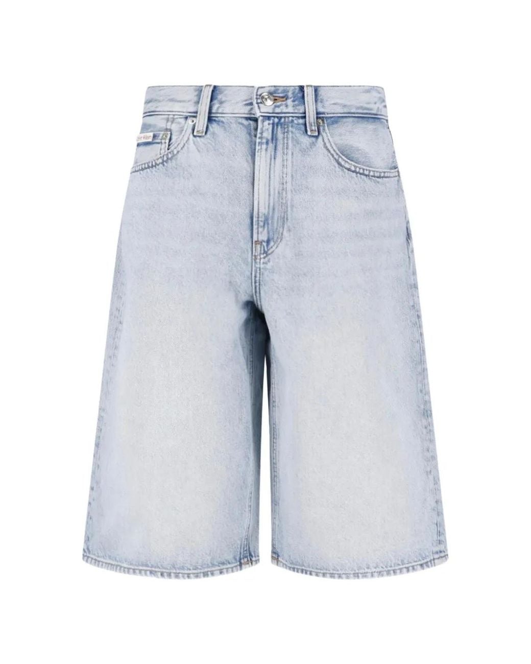Calvin Klein Blue Acid-Wash Denim Shorts