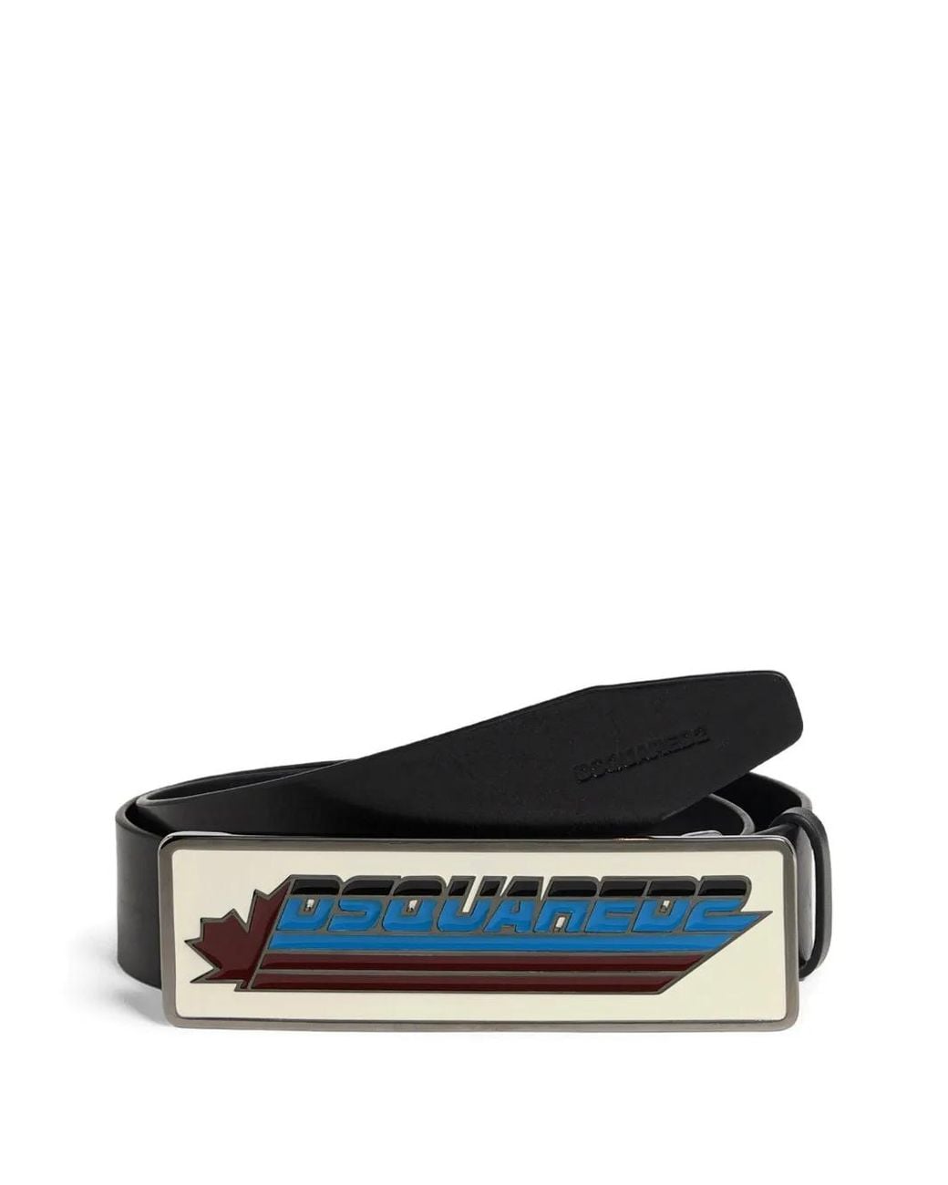 DSquared² White Logo-Plaque Leather Belt for men