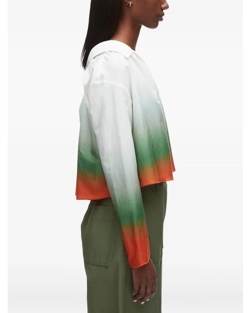 3.1 Phillip Lim Green Ombré Long-Sleeves Blouse