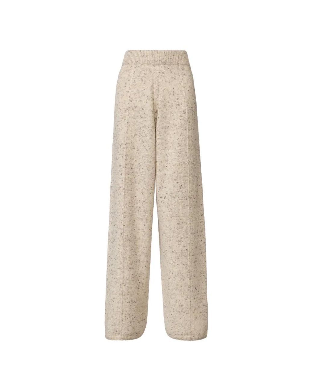 Fabiana Filippi White Mélange-Knit Ribbed-Cuff Trousers