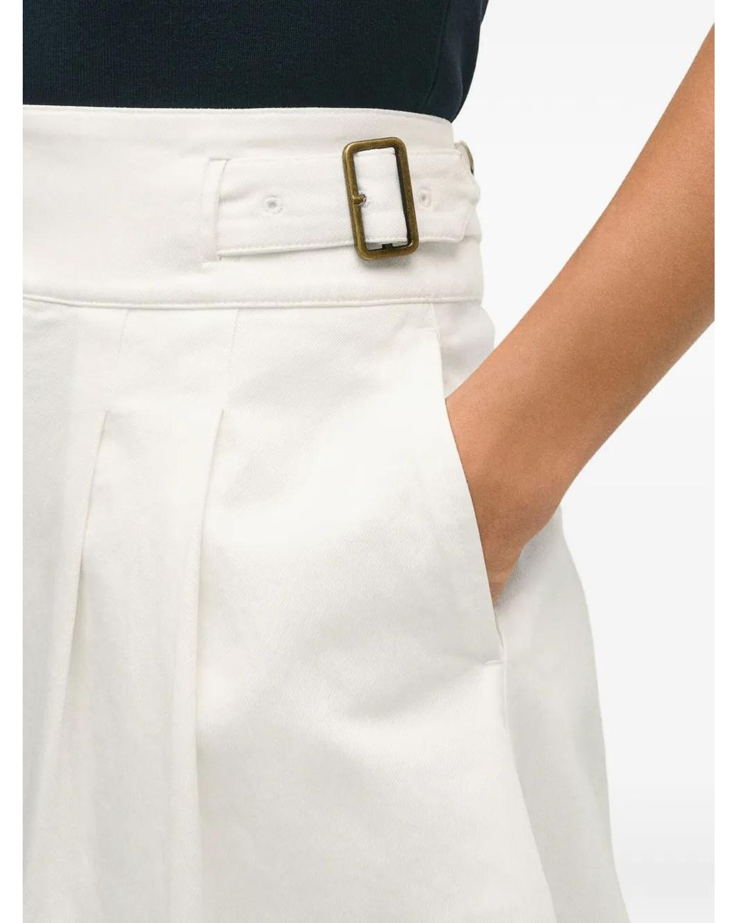 Brooks Brothers White A-Line Pleated Skirt