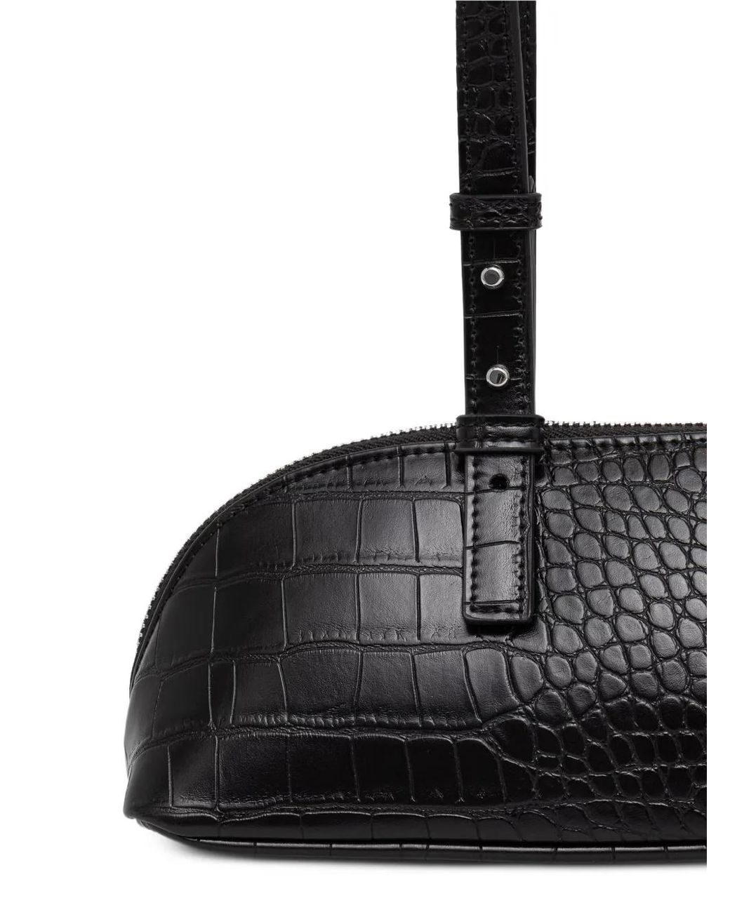 Karl Lagerfeld Black Croc-Effect East-West Bag