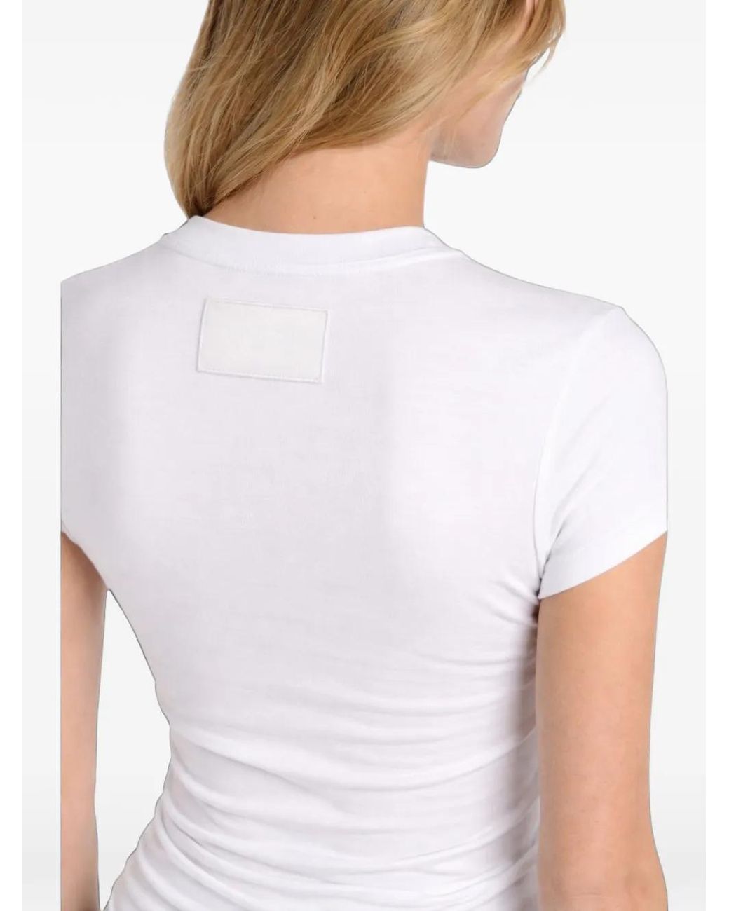 Dondup White Logo-Patch Slim-Fit T-Shirt