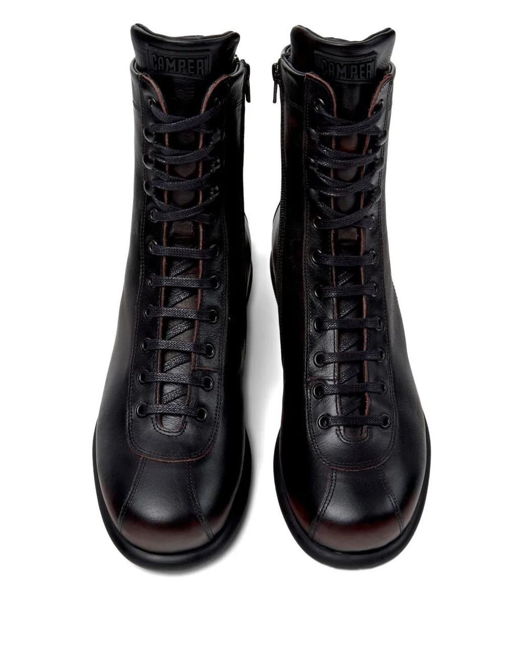 Camper Black Pelotas Ariel Lace-Up Leather Biker Boots for men