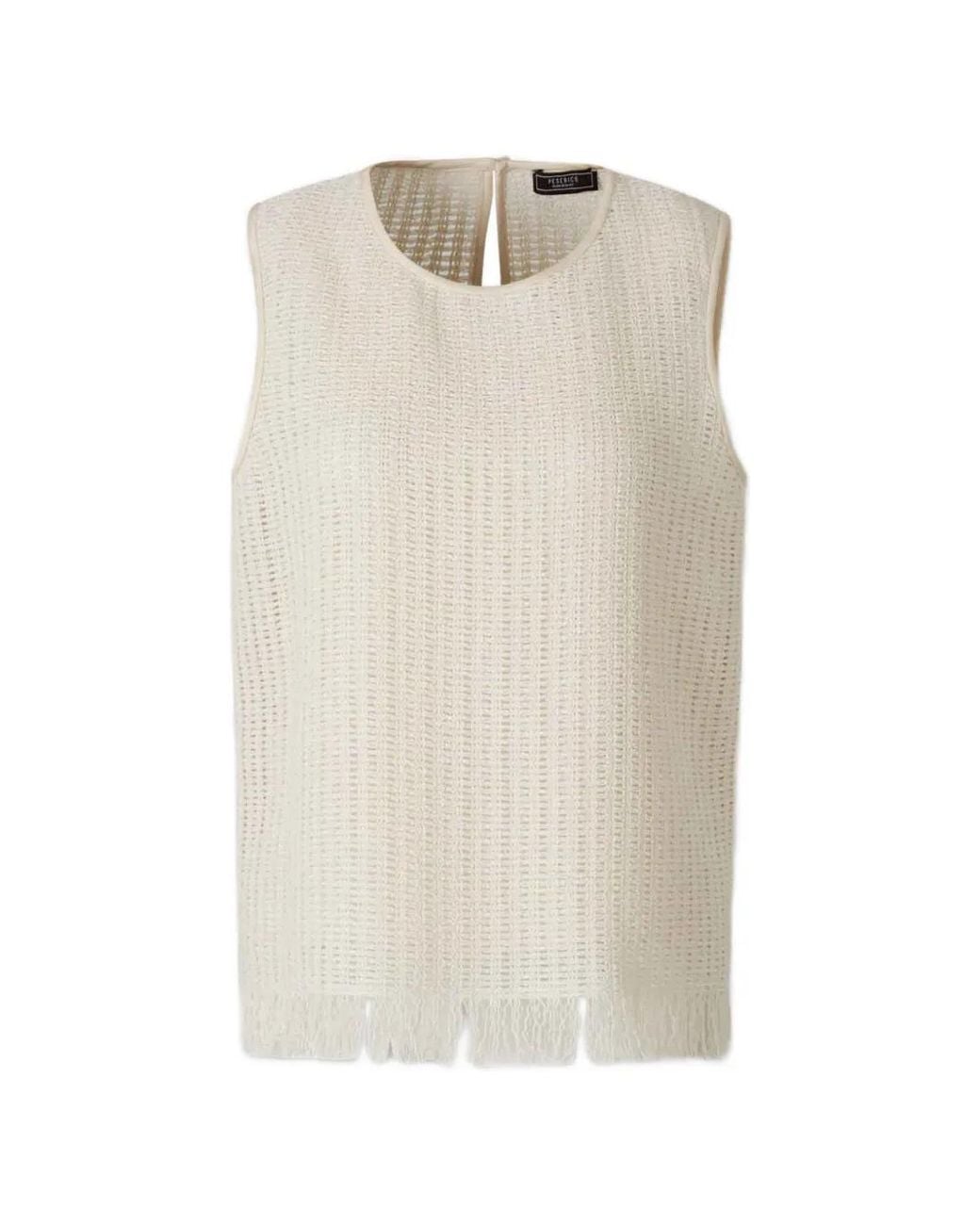 Peserico White Fringe-Trim Top
