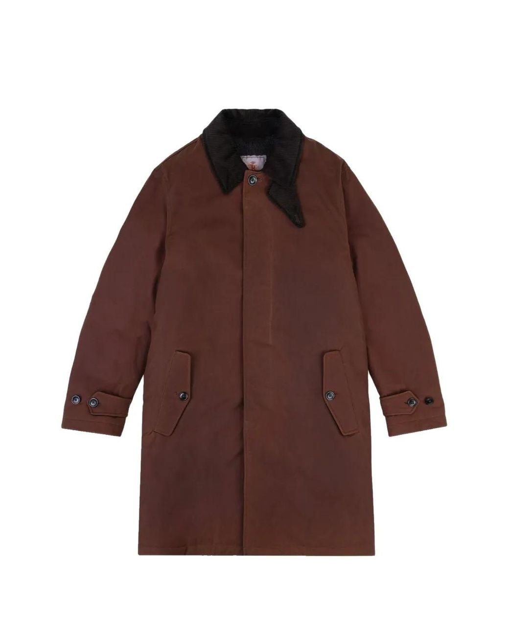 Baracuta Brown G10 Waxed Corduroy-Collar Concealed-Fastening Coat for men