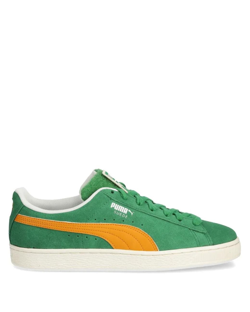 PUMA Green Suede Patch Sneakers for men