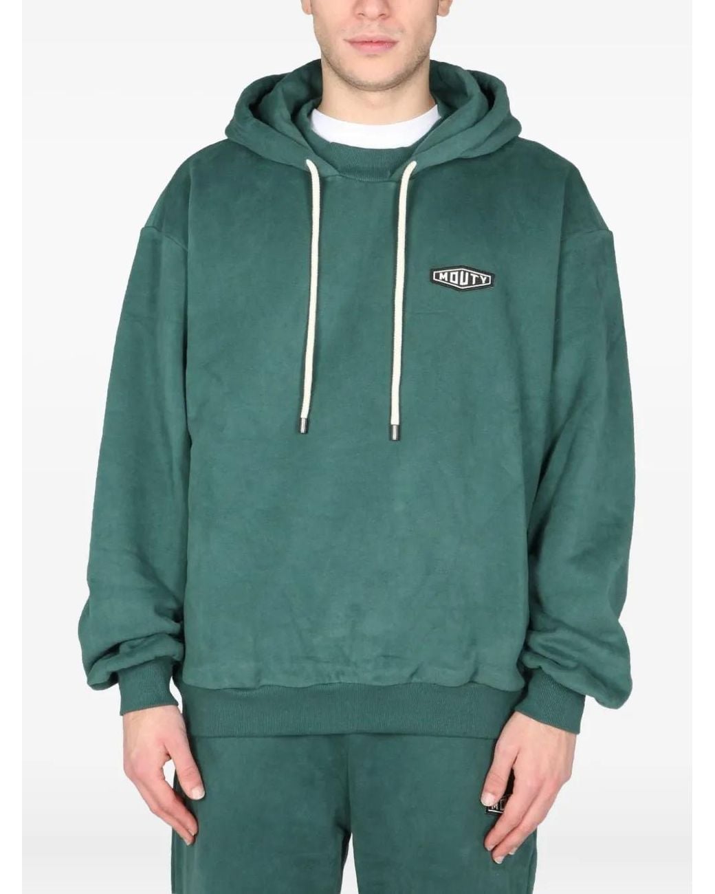 MOUTY Green Logo-Patch Hoodie for men