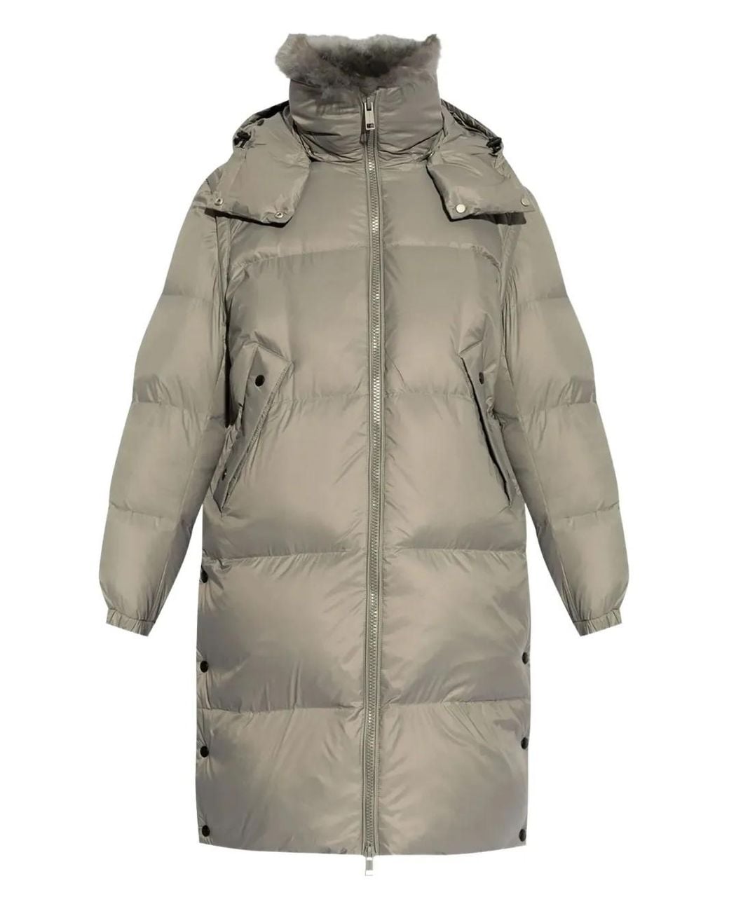 Yves Salomon Gray Detachable-Hood Down Coat
