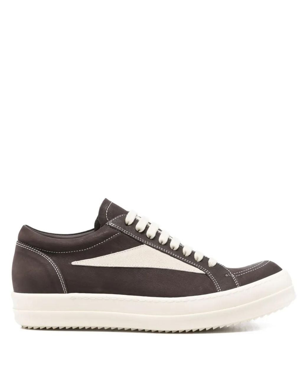 Rick Owens Brown Leather Low-Top Sneakers for men