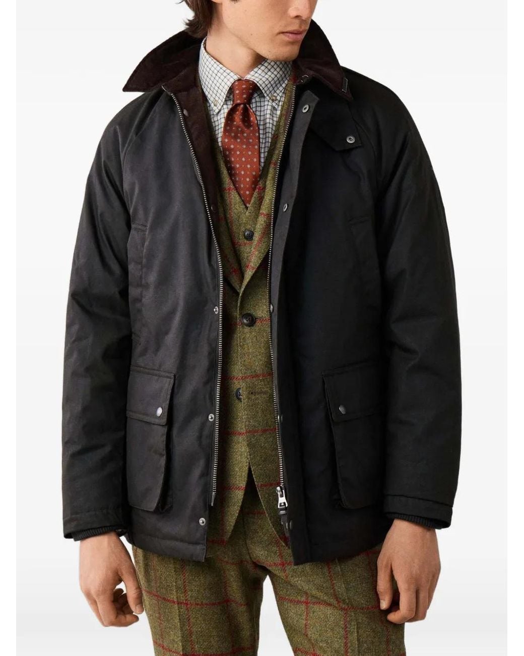 Hackett Black Waxed Cotton-Coated Jacket for men