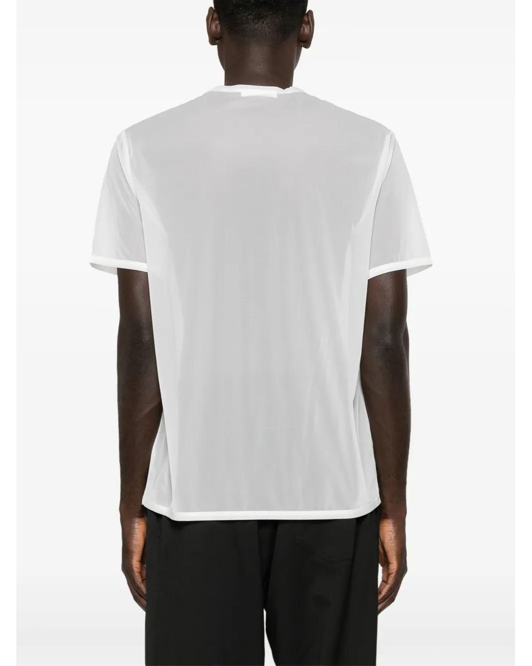 Helmut Lang White Logo-Print Sheer T-Shirt
