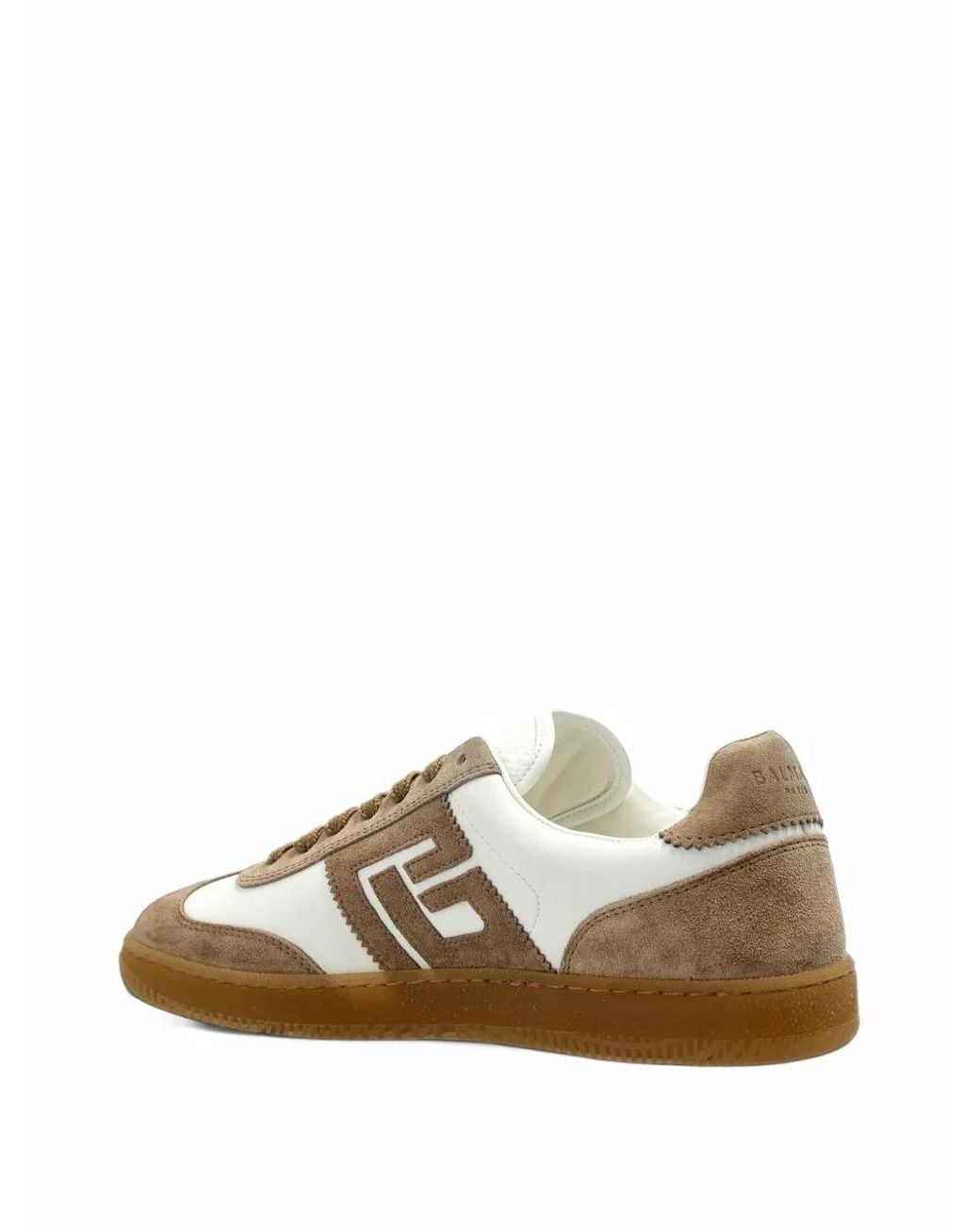 Balmain White Swan Panelled Leather Sneakers
