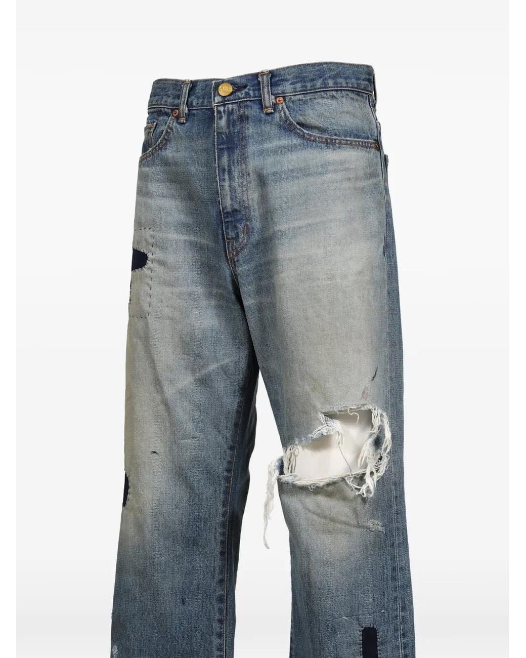 Vaqueros Bootcut Reparados KAMIYA de hombre de color Blue