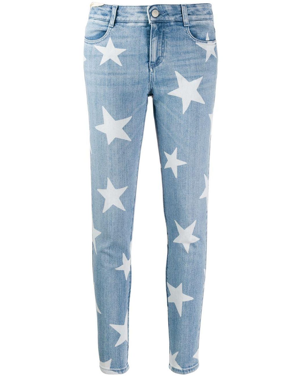 Stella McCartney Skinny Star Printed Denim Jeans in Blue | Lyst