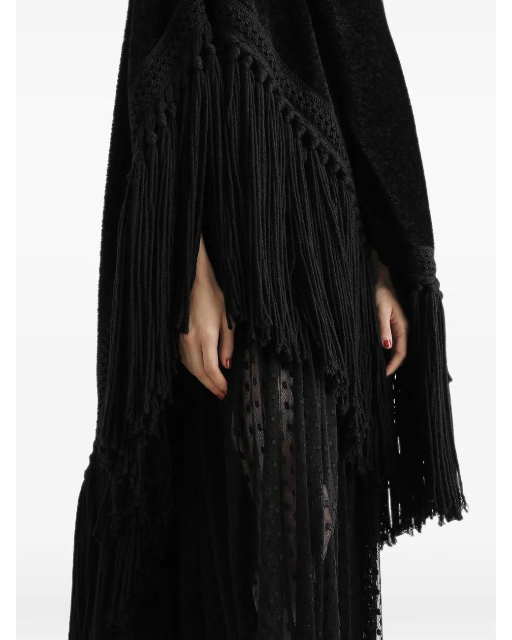 Dolce & Gabbana Black Fringed-Edge Cape