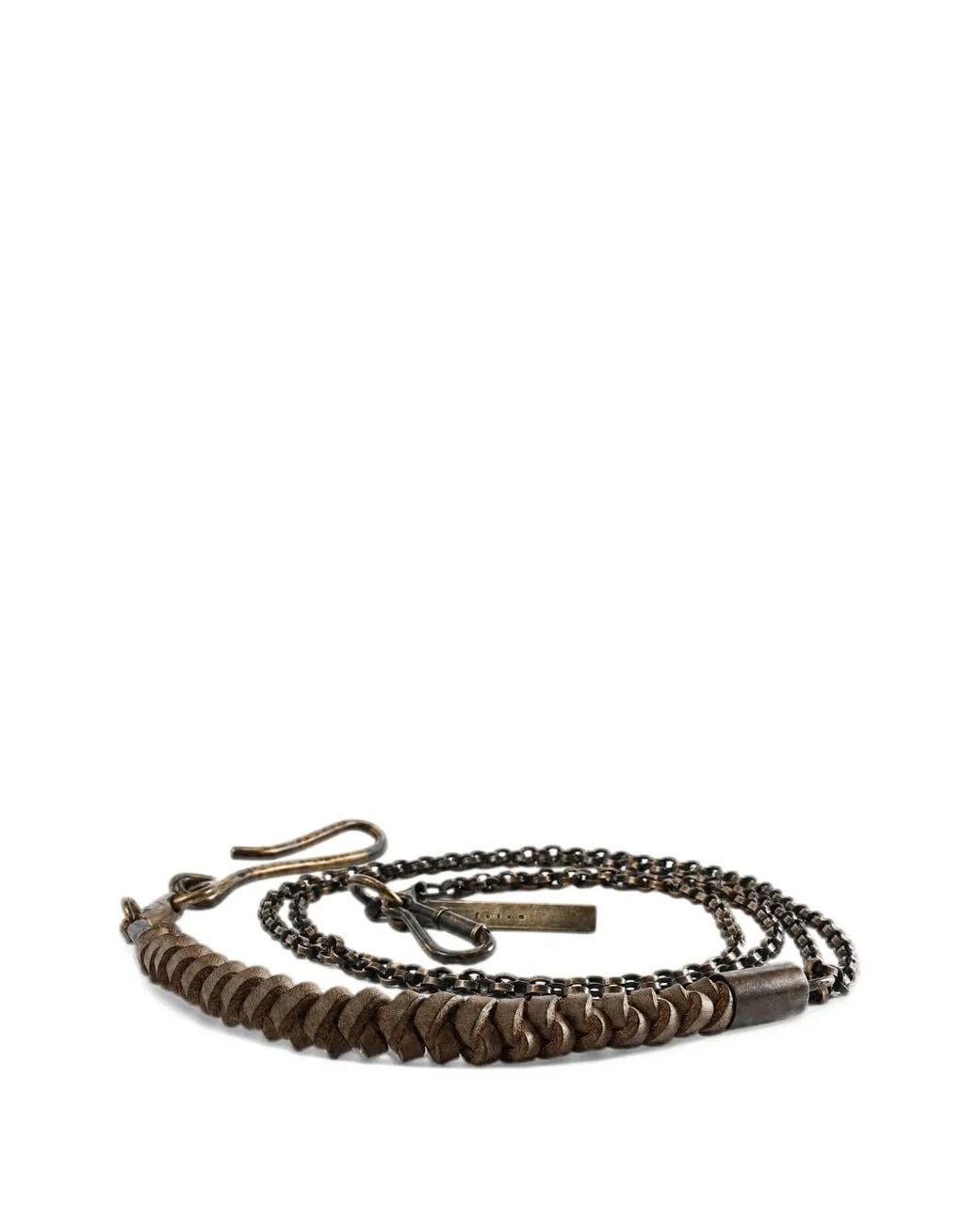 Ziggy Chen White Braided Leather Chain Wallet Strap for men