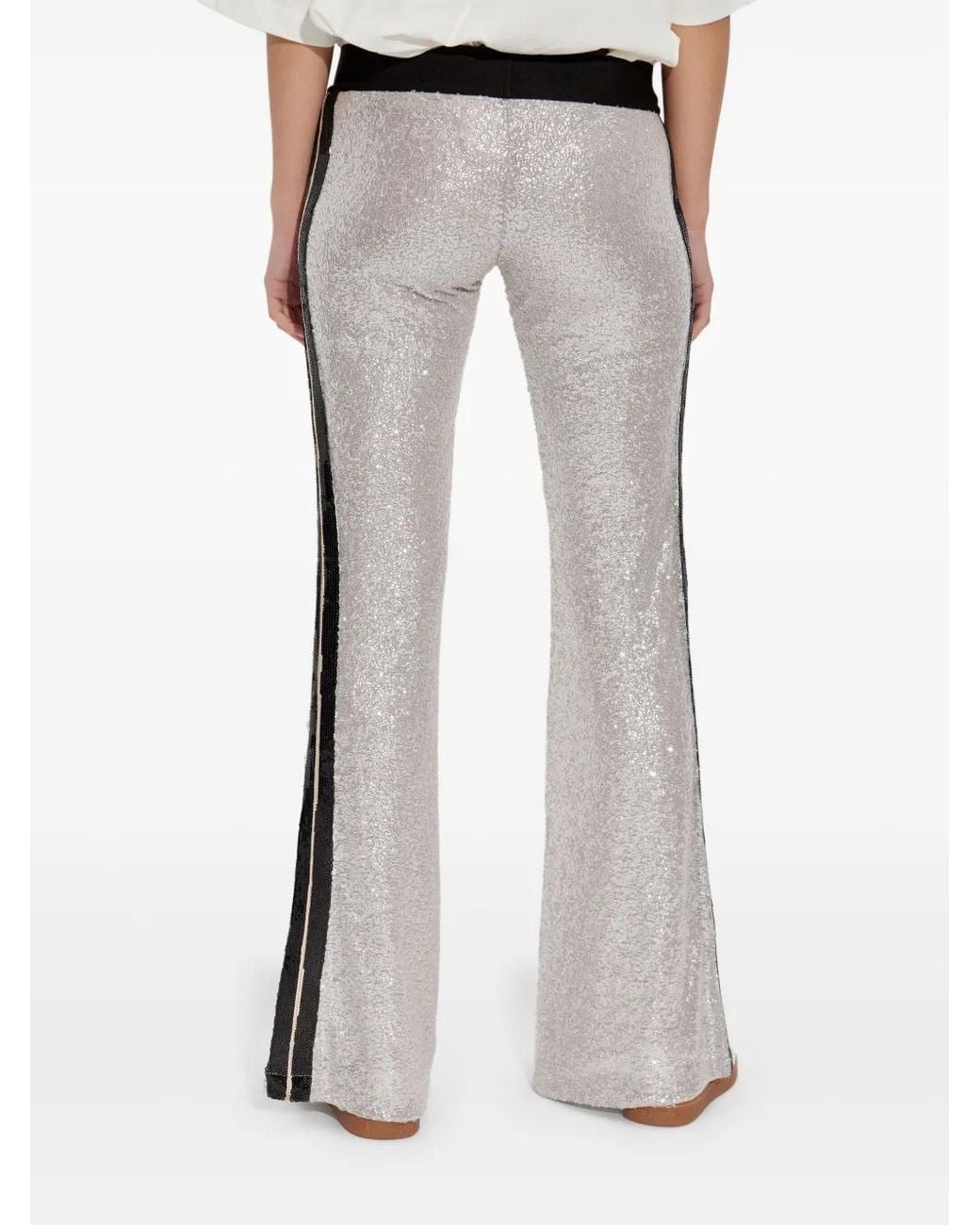 Palm Angels Gray Sequin-Embellished Trousers