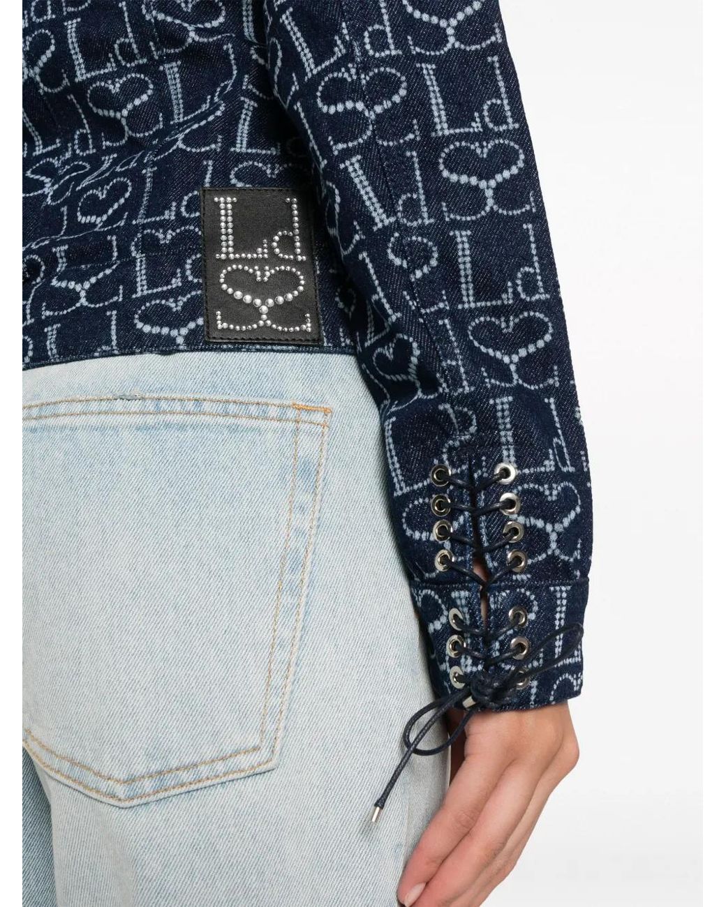 Ludovic de Saint Sernin Blue Monogram-Print Denim Jacket
