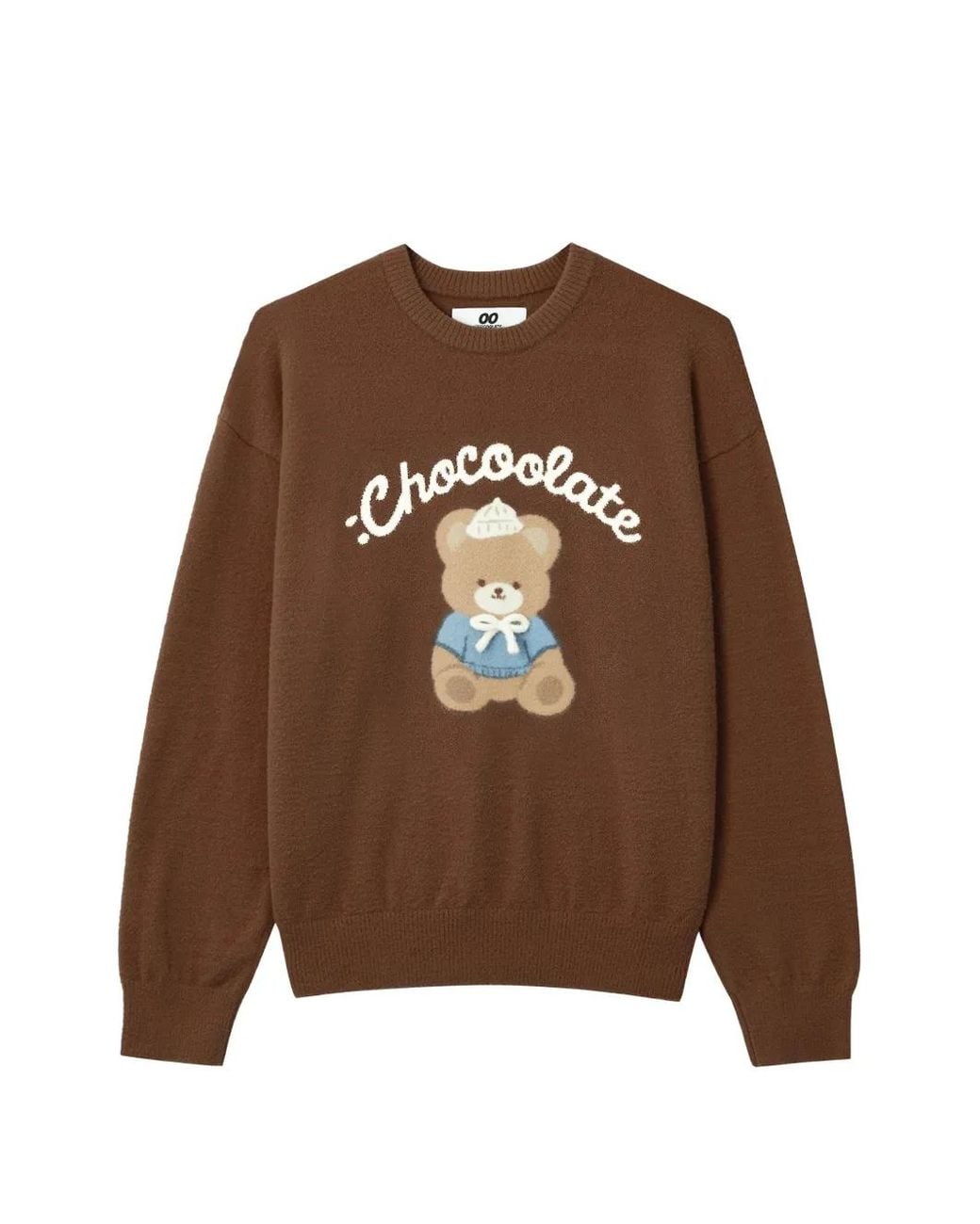 Chocoolate Brown Bear-Motif Intarsia-Knit Sweater