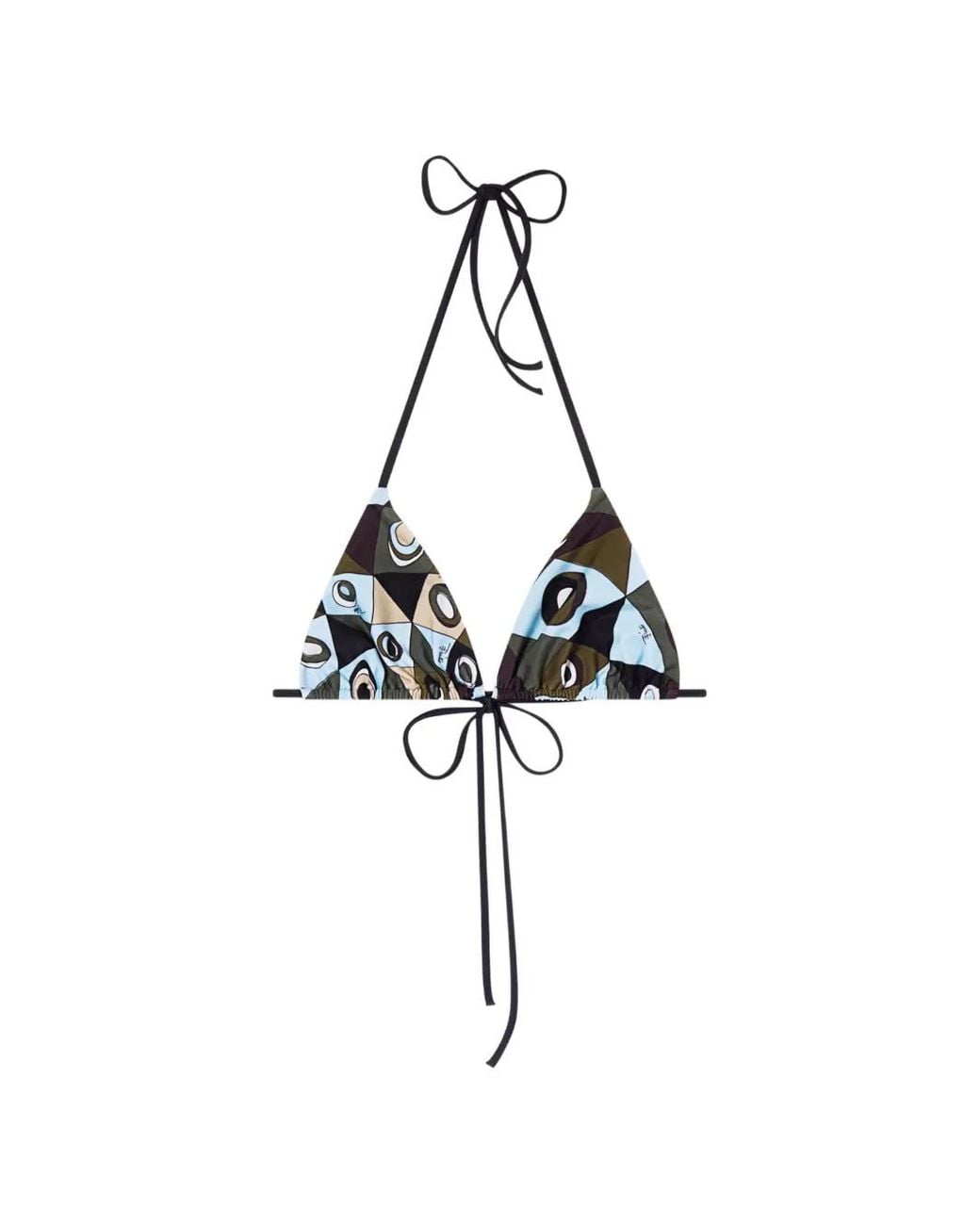 Emilio Pucci Metallic Occhi-Print Triangle Bikini Top