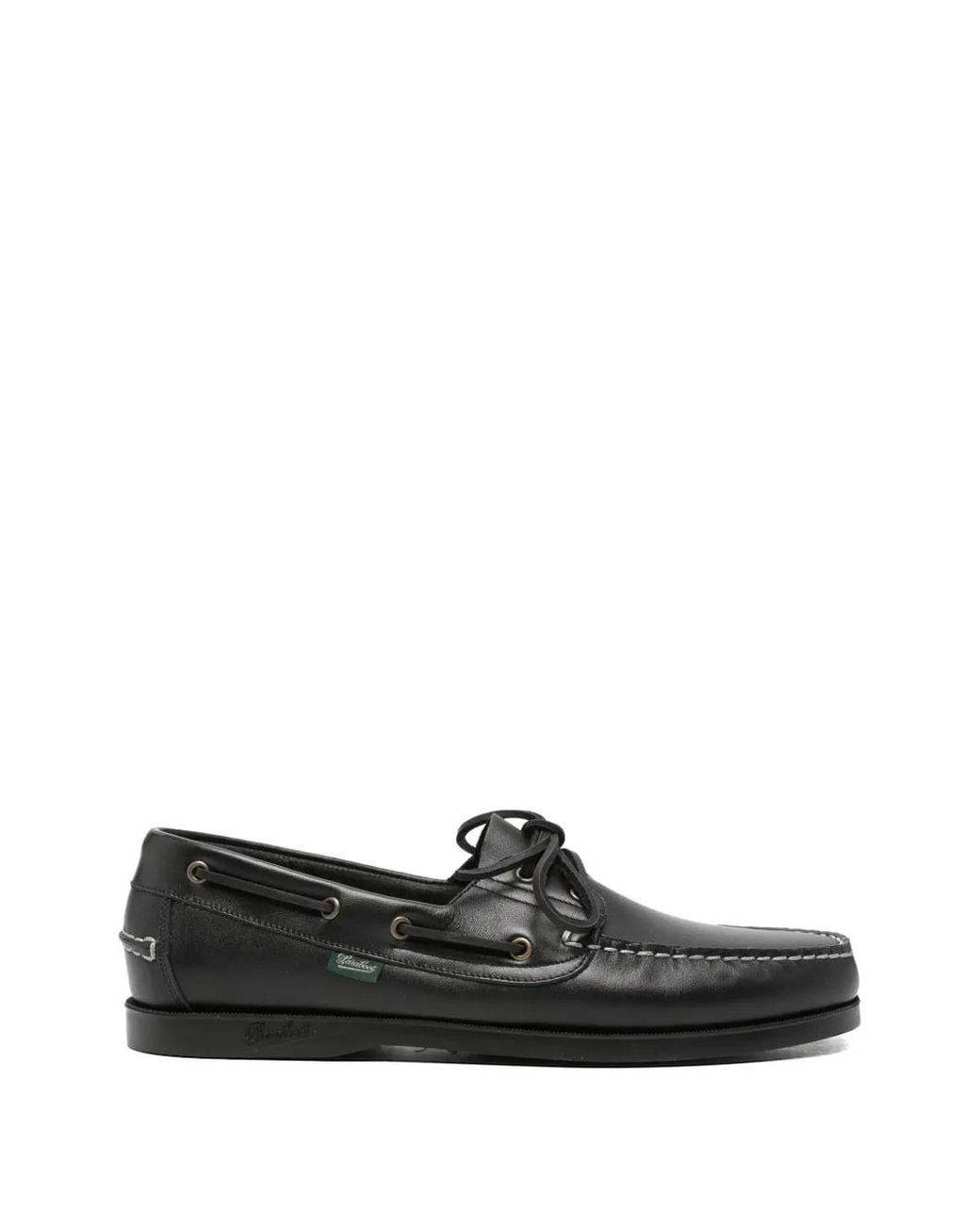 Paraboot Black Barth Contrast-Stitching Boat Shoes for men