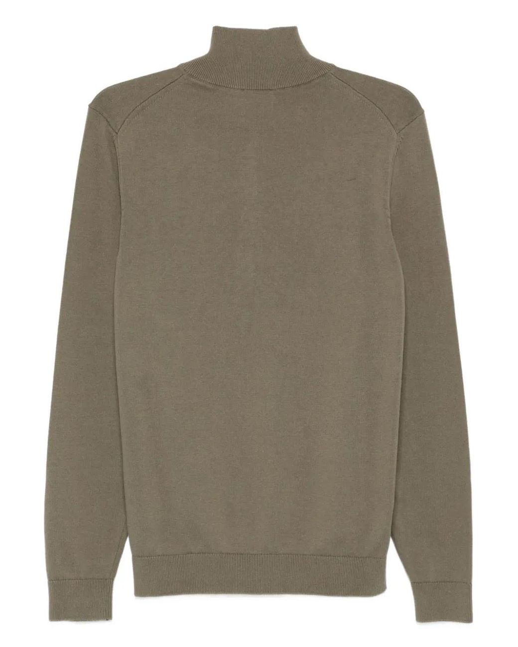 HUGO Gray Half-Zip High-Neck Sweater for men