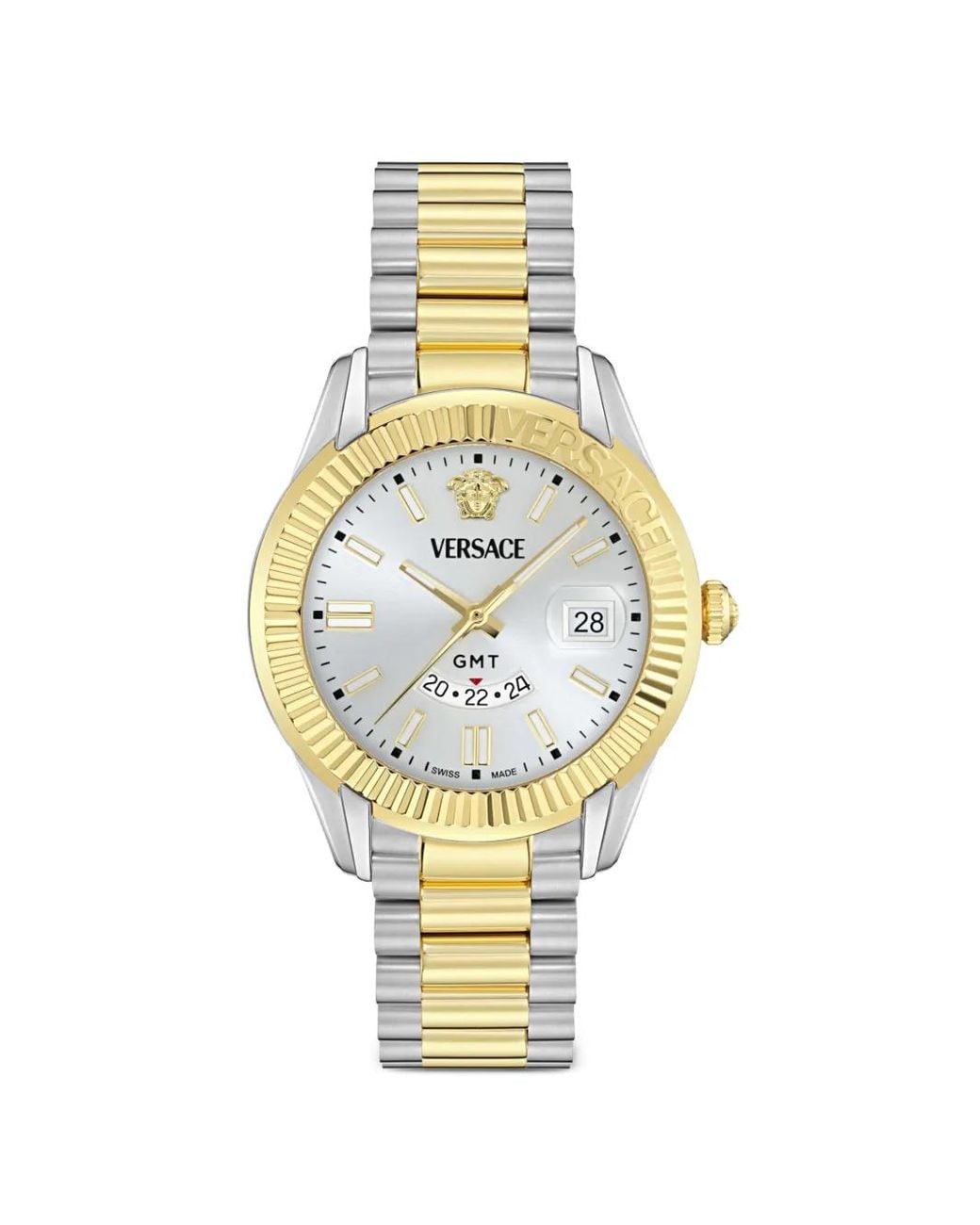 Versace Metallic Apodis Fluted Bezel 41Mm Watch for men
