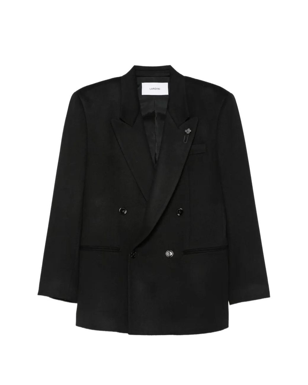 Lardini Black Cameron Double-Breasted Peaked-Lapel Jacket