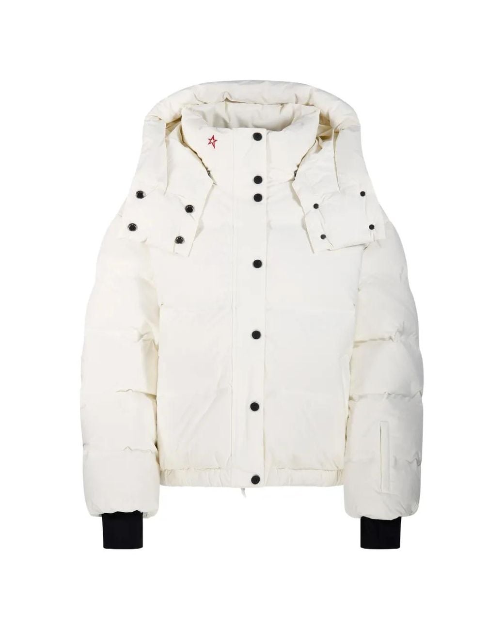 Perfect Moment White Logo-Print Hooded Puffer Jacket