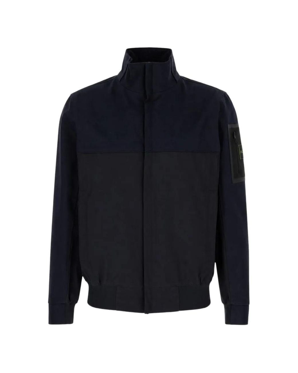 HUGO Blue Logo-Patch Zip-Up Jacket for men