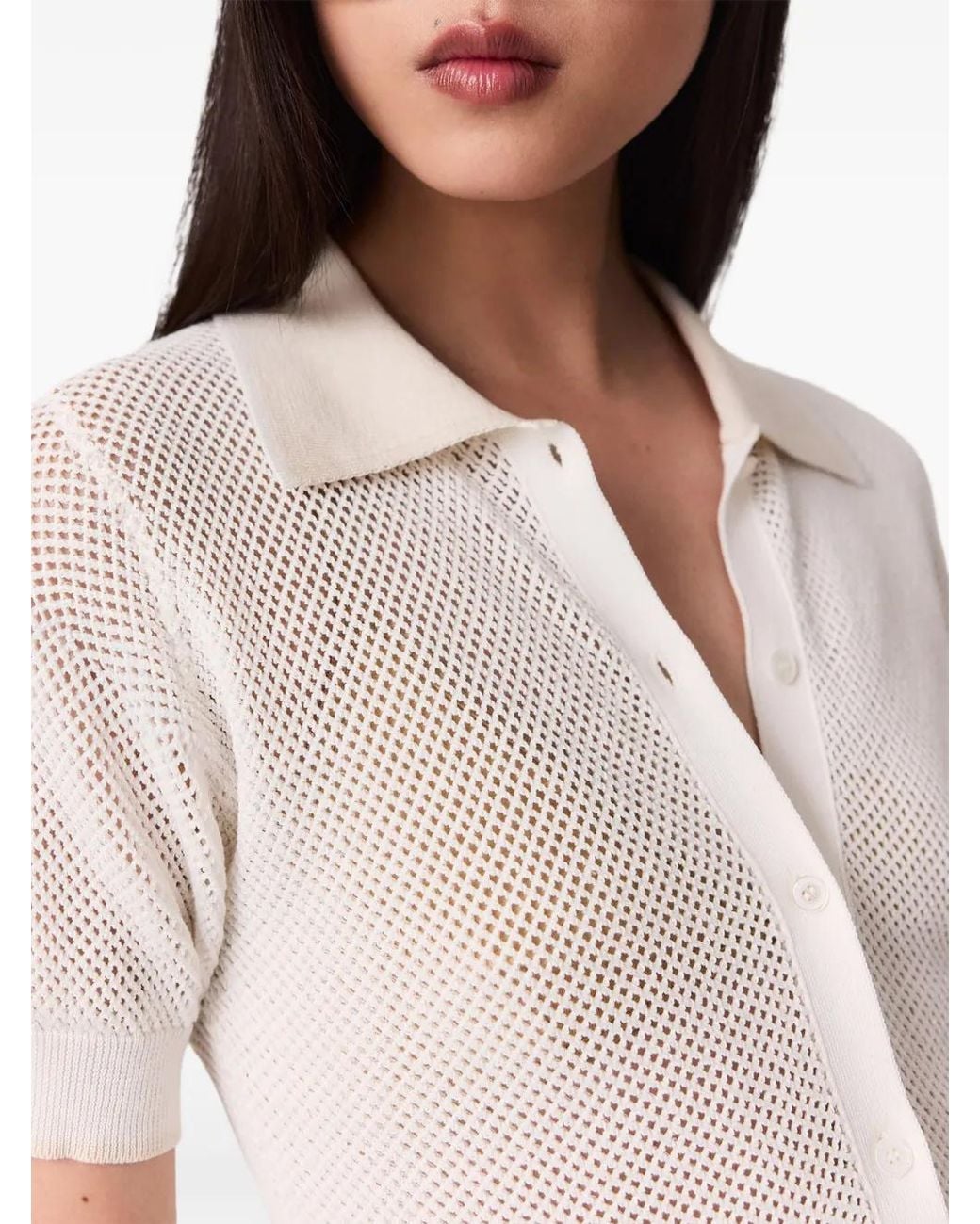Stella McCartney White Mesh-Knit Short-Sleeve Top
