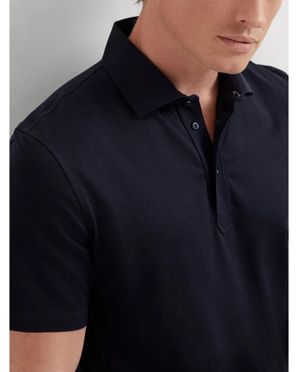 Brunello Cucinelli Blue Short-Sleeve Cotton Polo Shirt for men