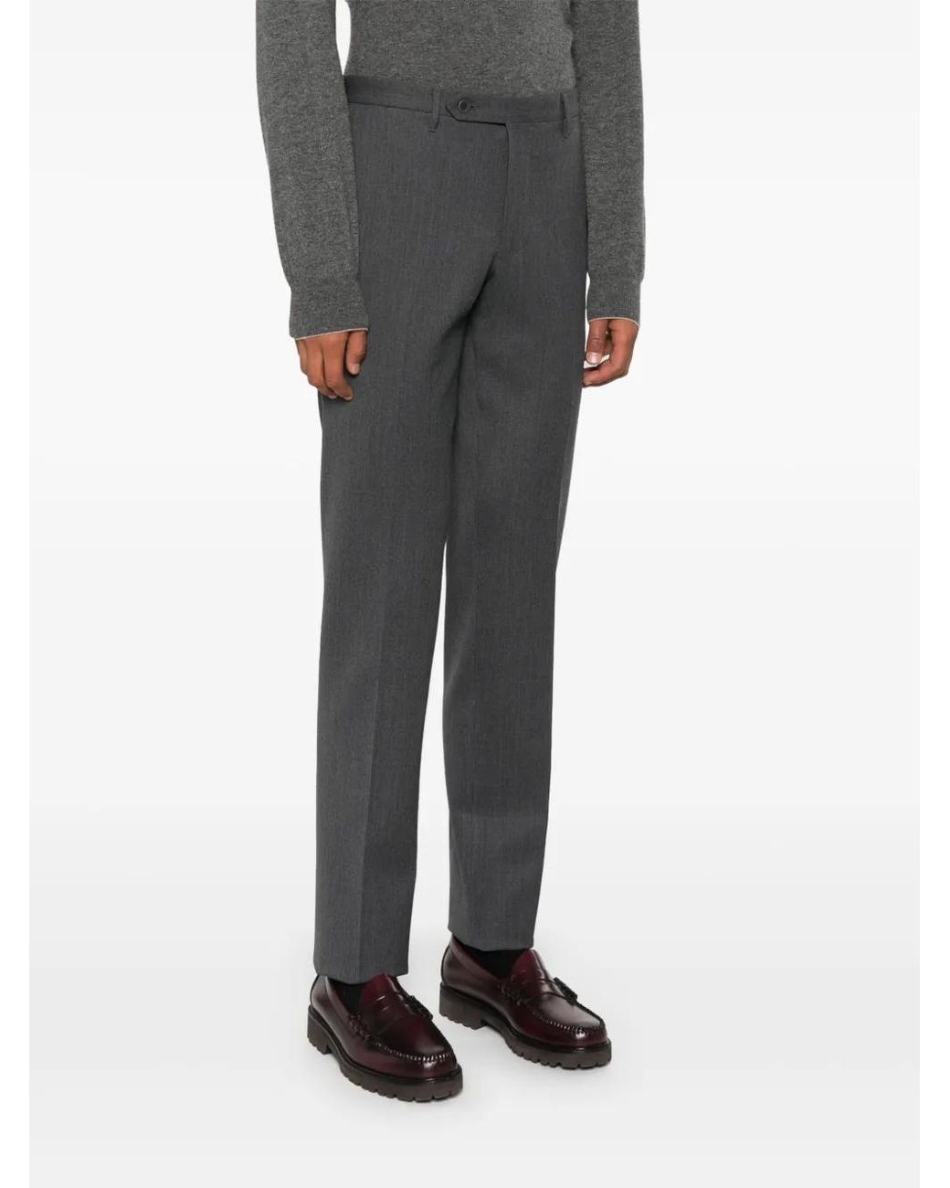 Rota Gray Pressed-Crease Tailored Trousers for men