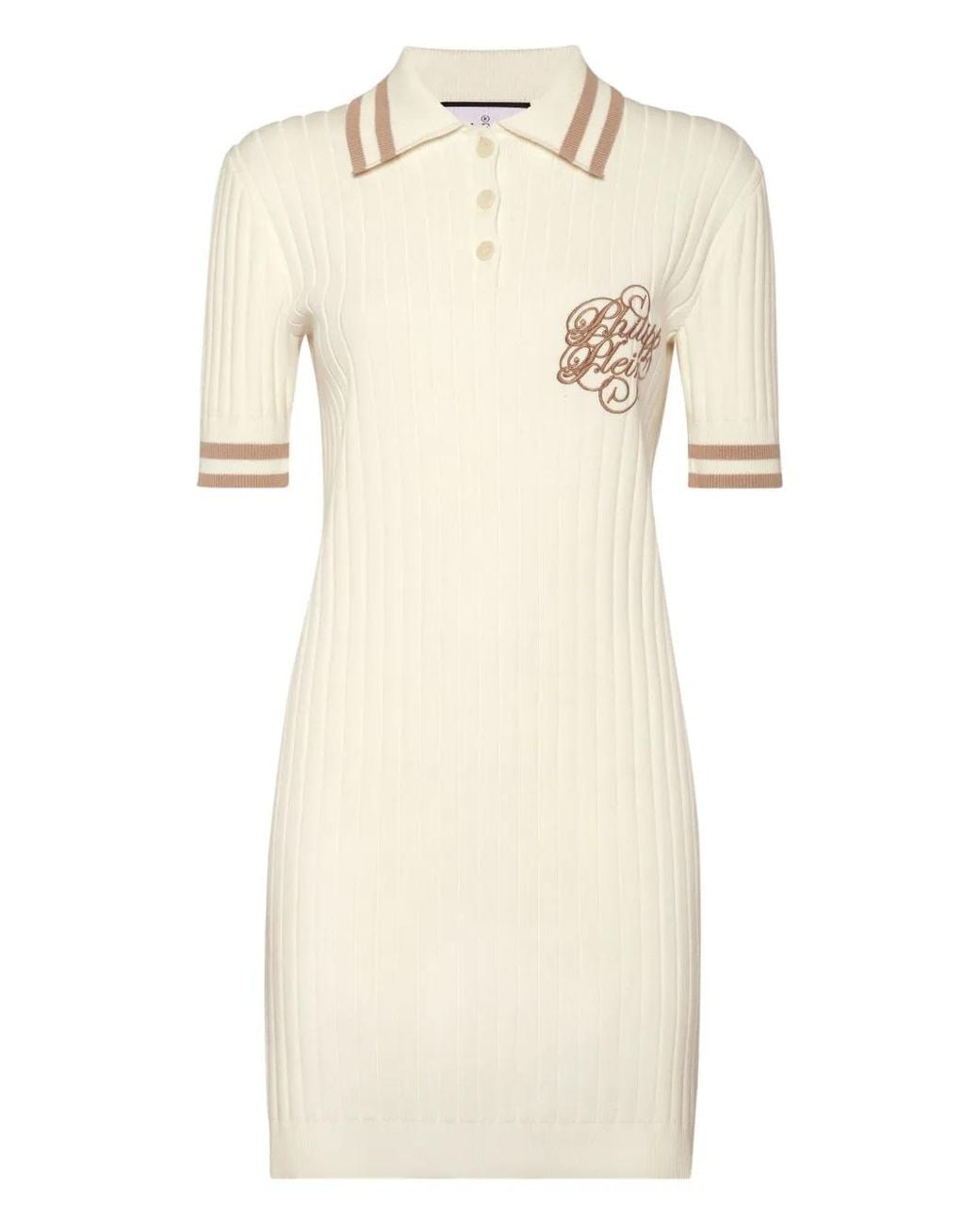 Philipp Plein Natural Knit Polo Dress
