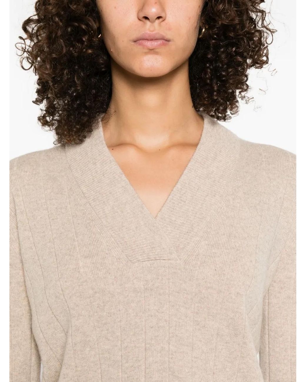 Pull Nervuré Arten À Col V Max Mara en coloris Natural