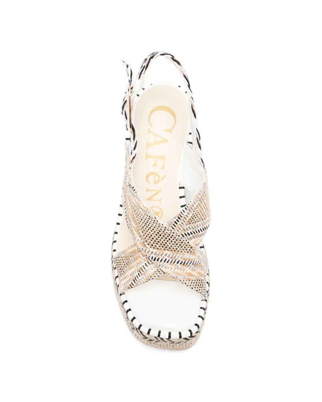 CafeNoir White Woven Crossover Espadrilles