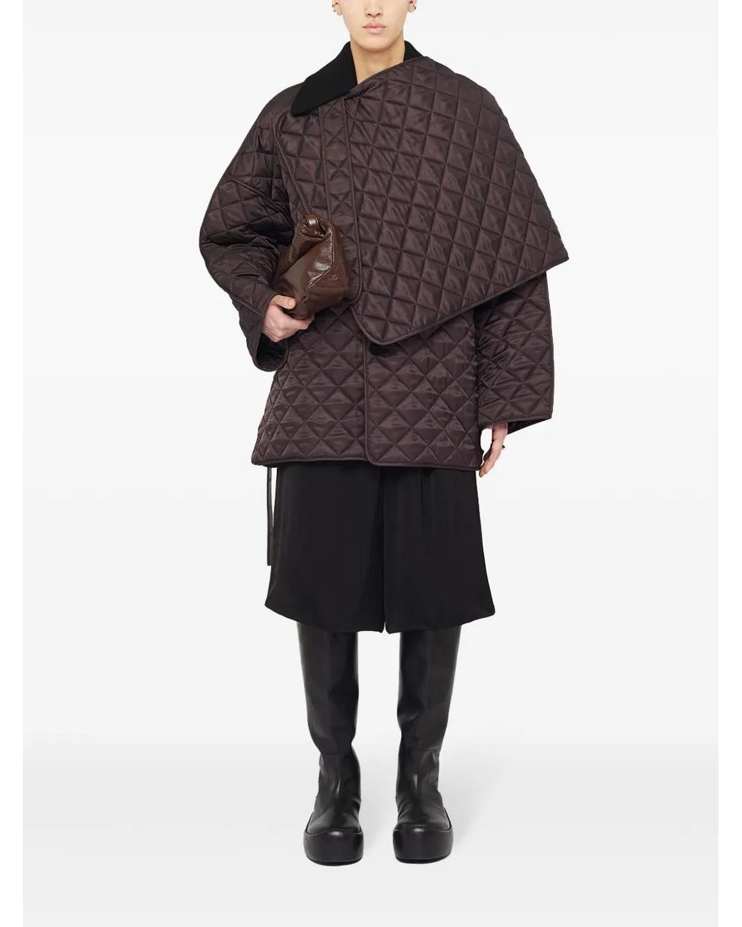 Jil Sander Brown Quilted Viscose Oversized Jacket for men