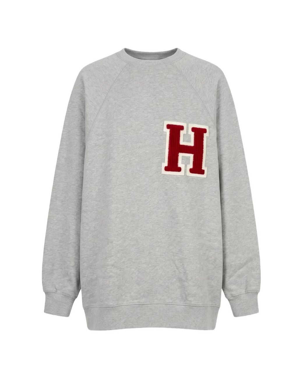 Halfboy Gray Logo-Patch Raglan-Sleeve Sweatshirt
