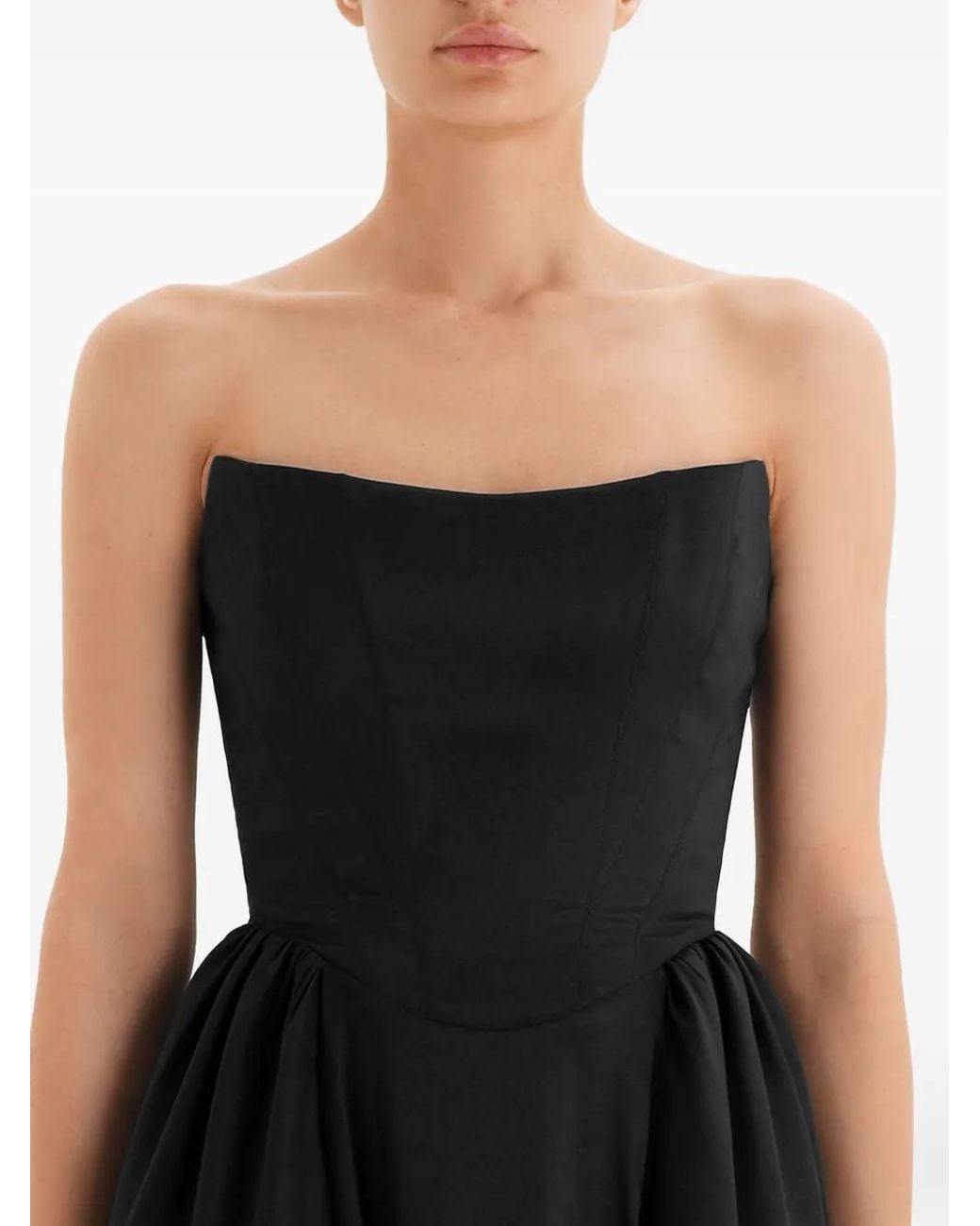 POST MERIDIEM Black Tuck Corset Midi Dress