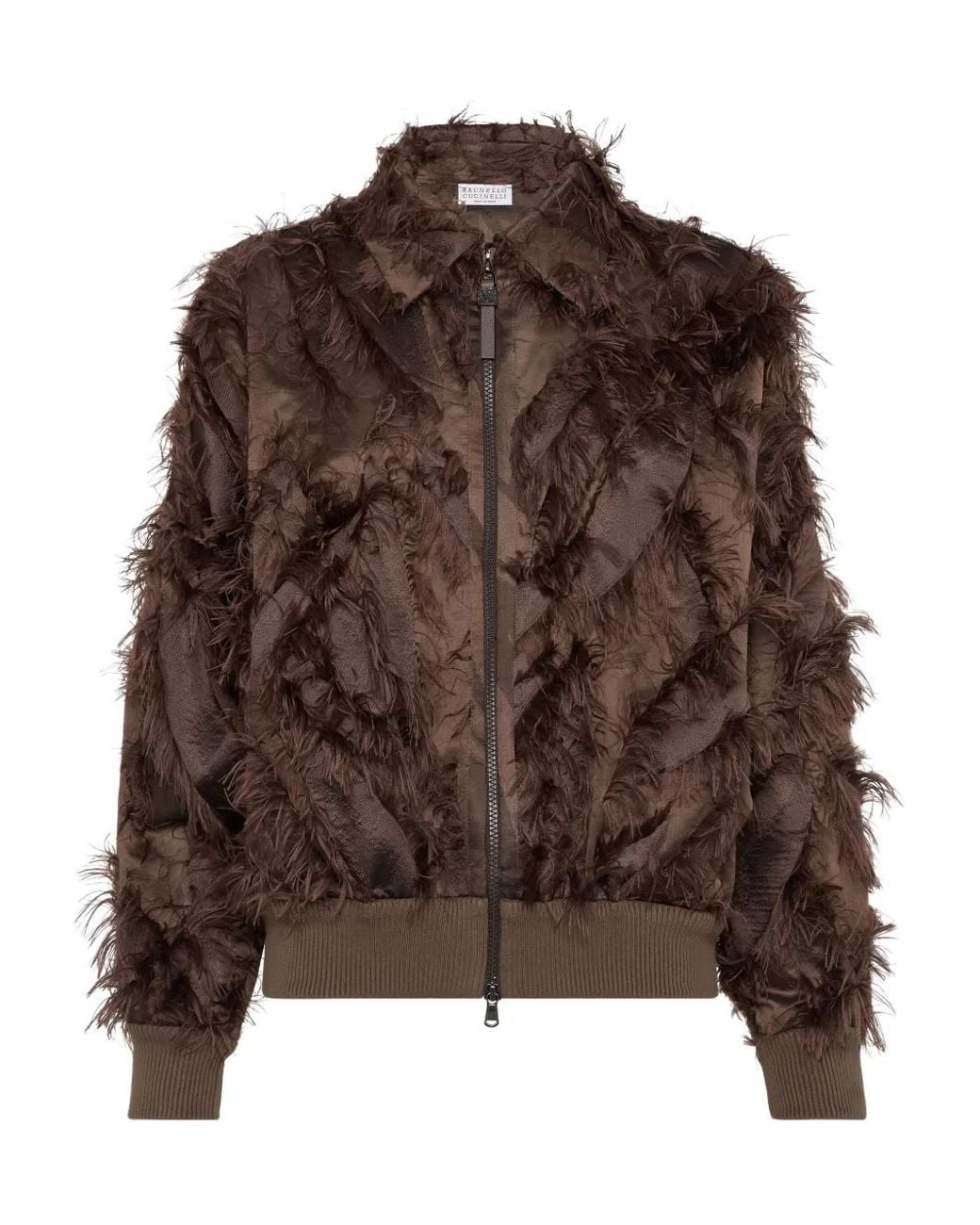 Brunello Cucinelli Brown Fil Coupé Bomber Jacket