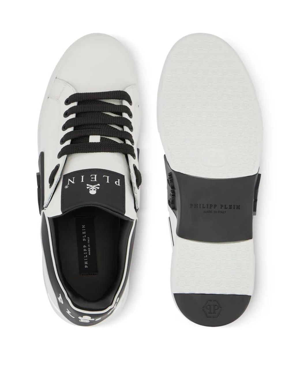 Philipp Plein White Logo Plaque Low-Top Trainers