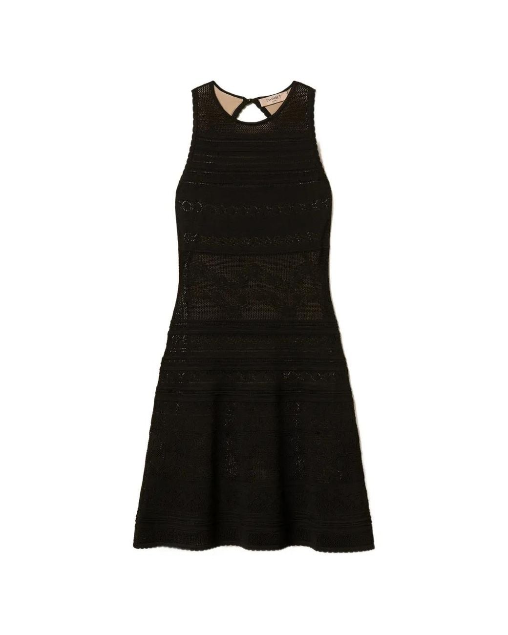 Twinset Black Short Floral Knit Dress