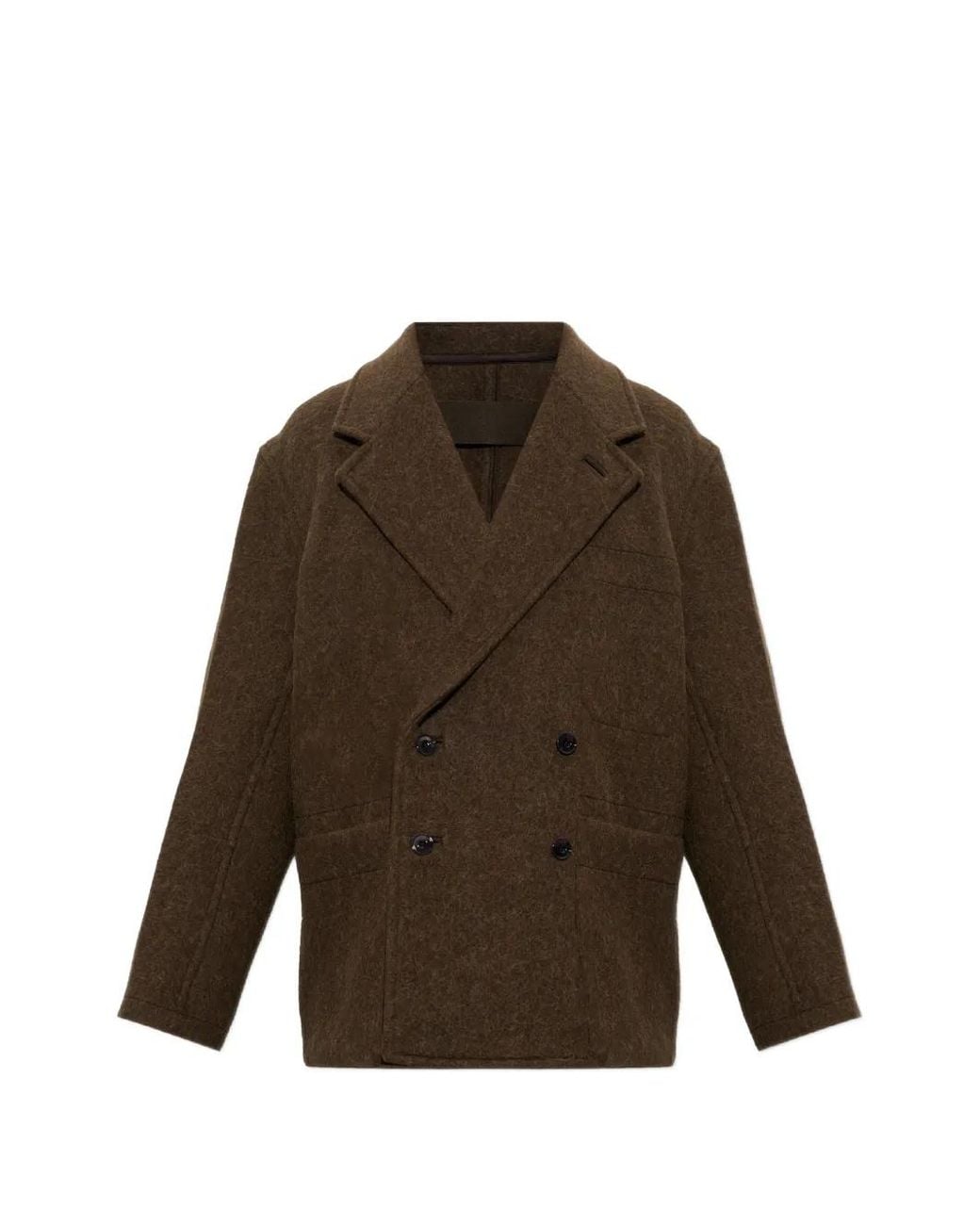 Lemaire Brown Double-Breasted Blazer for men