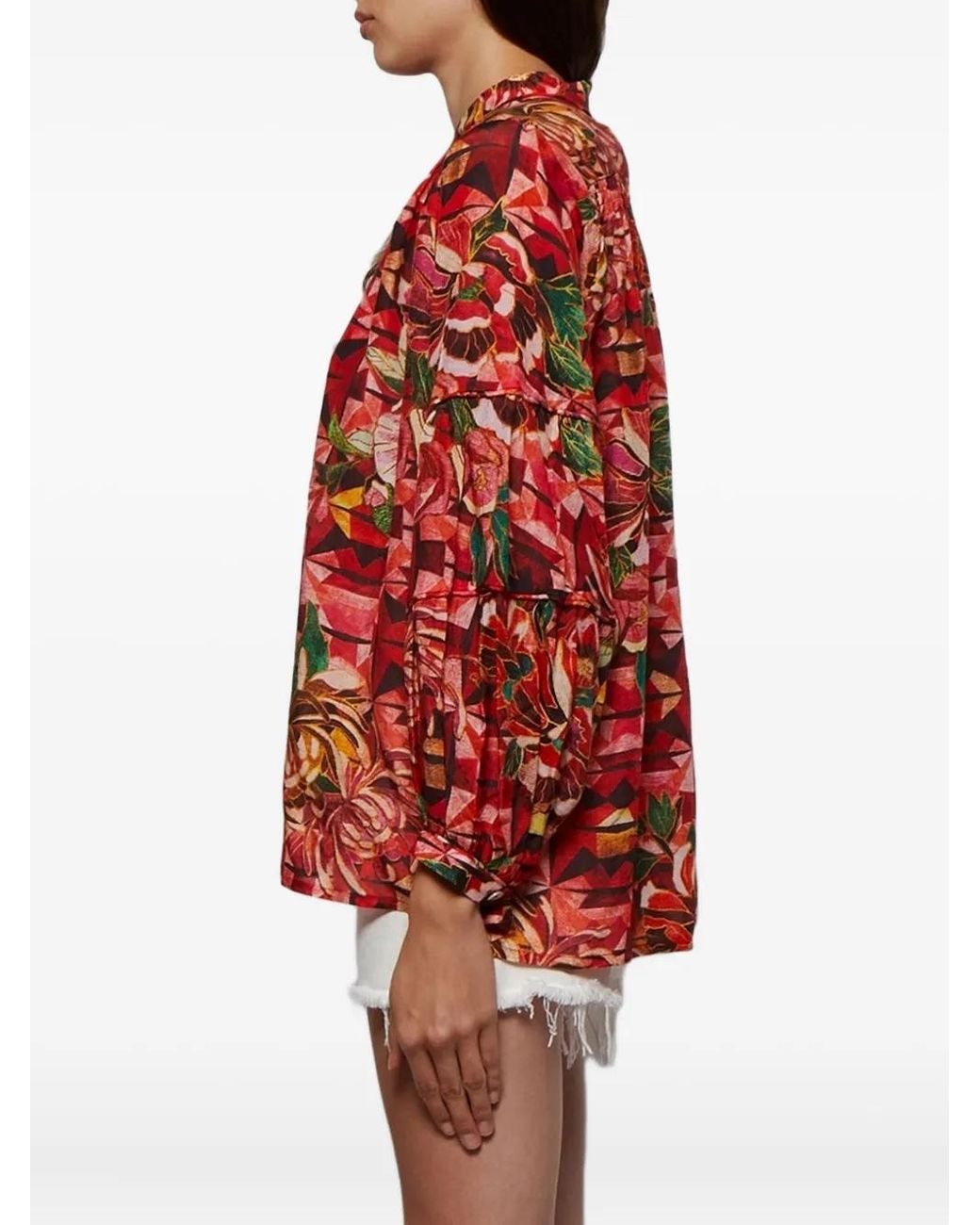 Chufy Red Floral-Print Long-Sleeve Shirt